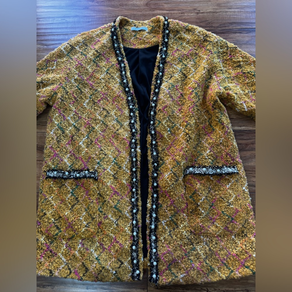 Zara Women's Pearl Beaded Tweed Jacket/Cardigan Size M - Picture 6 of 7